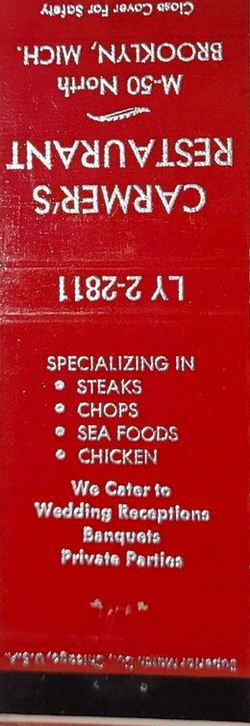 Carmers Restaurant - Matchbook (newer photo)